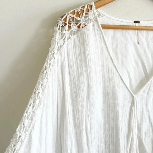 Free People white boho Crochet Arms Blouse top size medium - Picture 7 of 11